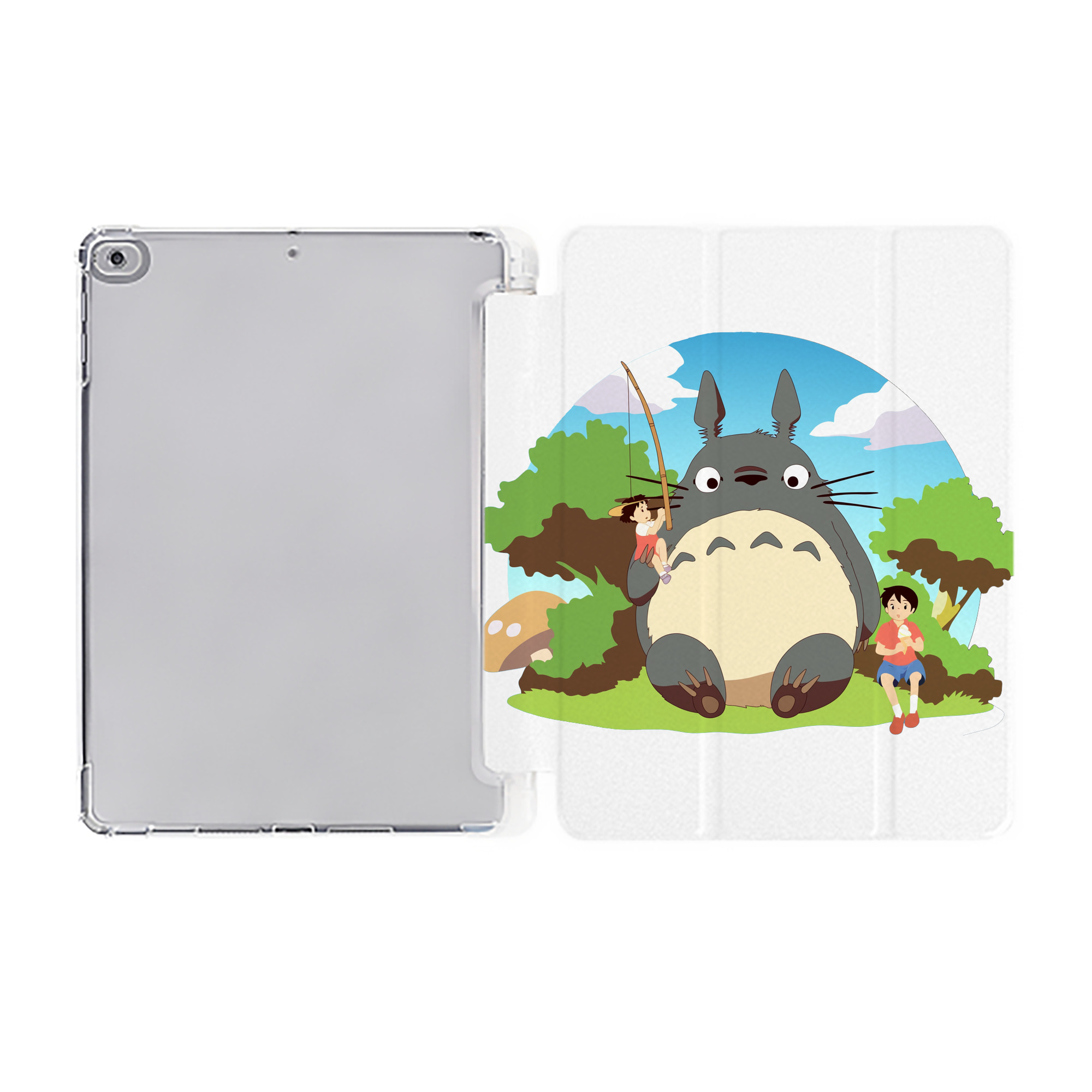 （画像用） となりのトトロ 草壁メイ 草壁サツキ My Neighbor Totoro Satsuki Kusakabe Mei Kusakabe IPad ケース ペン収納付き 三つ折りスタンド PUレザー×シリコン 対応機種9.5/10.5/10.9インチ